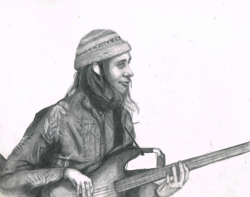 ジャコパストリアス　鉛筆画　写真模写