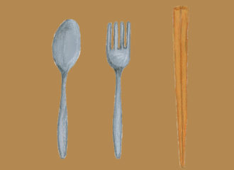 スプーンとフォークとお箸 イラスト