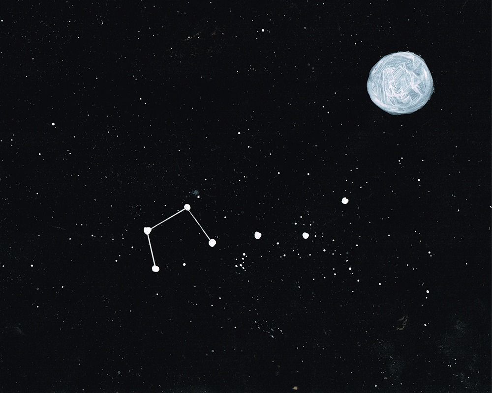 月と北斗七星のイラストレーション