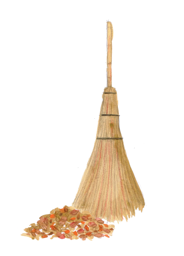 小学校の思い出　竹ぼうき　イラスト