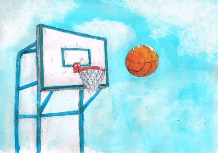 小学校の思い出　バスケットボール　イラスト