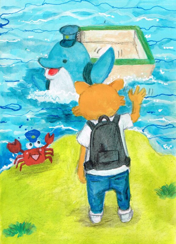 ボウさんとイルカライナー　イラスト