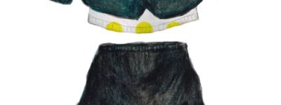 黒トップス　コーディネート　イラスト