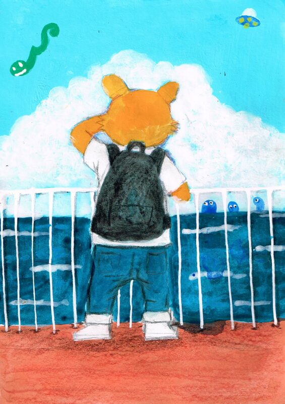 ボウさん　海を見る　イラスト