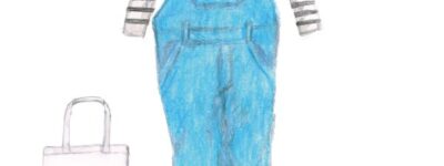 bow's apparel　オーバーオールとハット コーディネイト イラスト