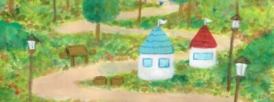 ボウズタワーと景色　イラスト