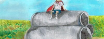 パーマン　土管に座る　イラスト