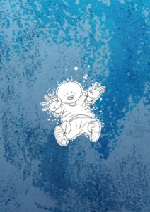 坊太　水中に落ちる　イラスト