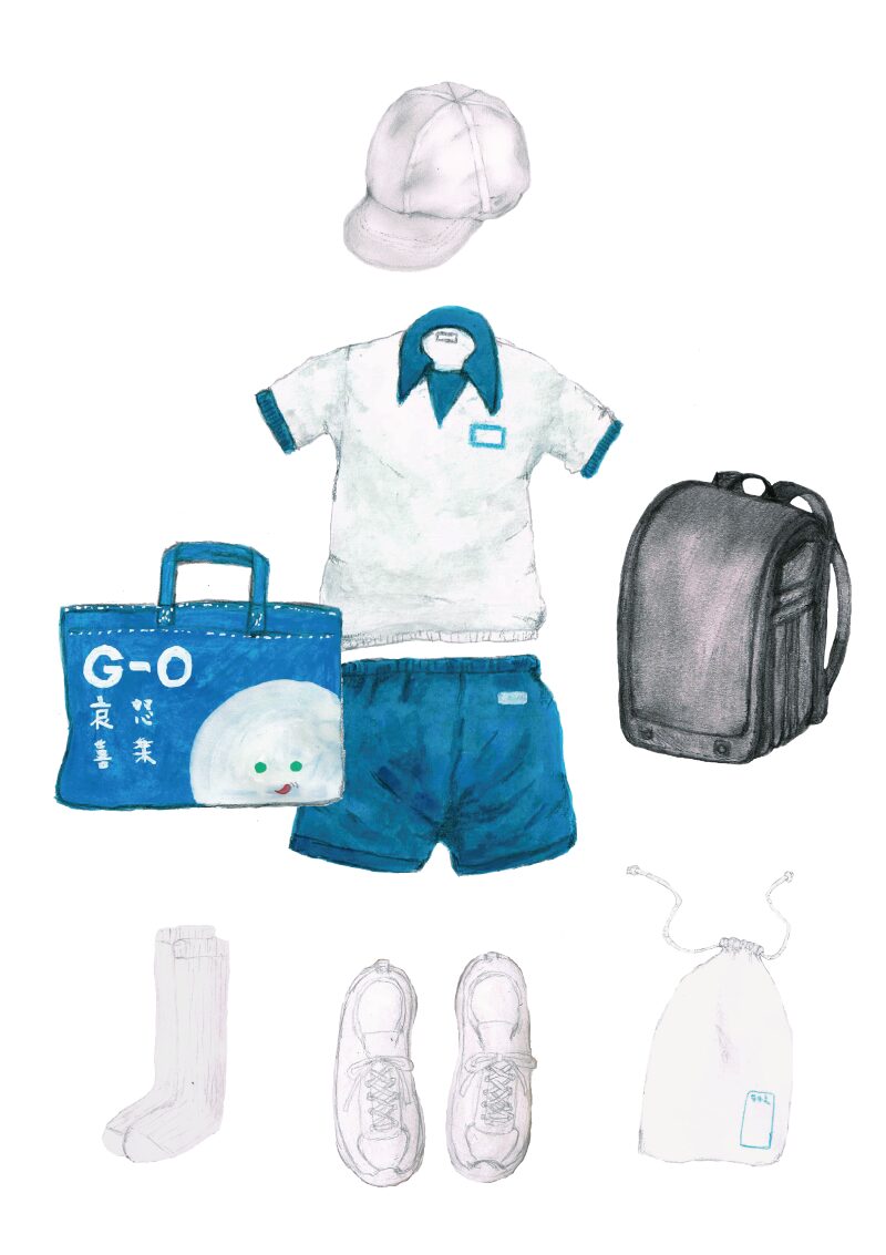 通学　コーディネート　イラスト