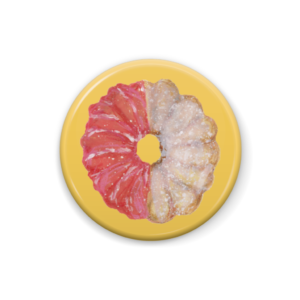 bow's Donuts（ボウズドーナツ）ストロベリークルーラー イラスト缶バッジ