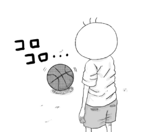 坊太とバスケットボール　イラスト