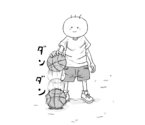 ドリブルする坊太　イラスト
