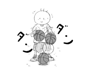 ドリブルする坊太　イラスト