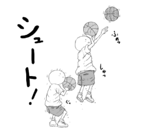 シュートする坊太　イラスト