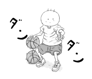 ドリブルする坊太　イラスト