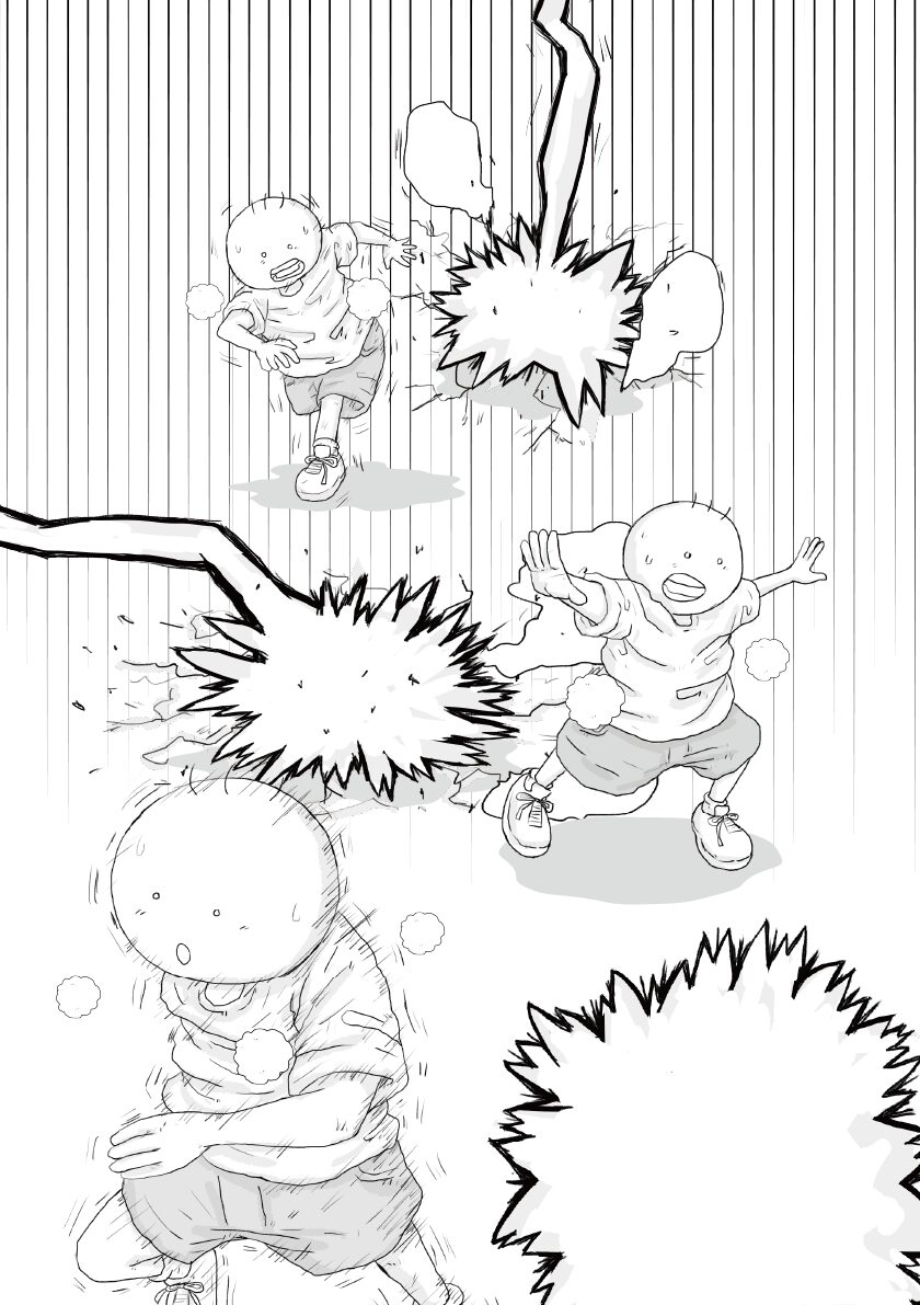 雷におそわれる坊太　イラスト