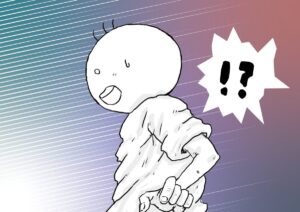 驚く坊太　イラスト