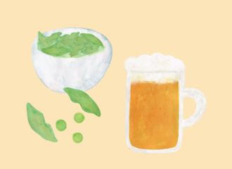 ビール　枝豆　イラスト