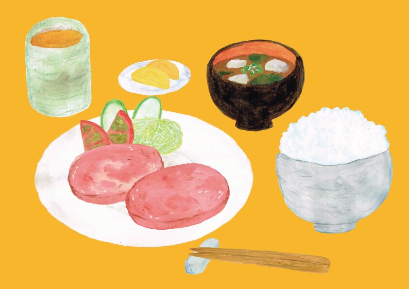 ハムステーキ　イラスト