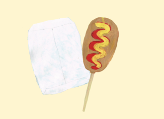 間食　アメリカンドッグ　イラスト