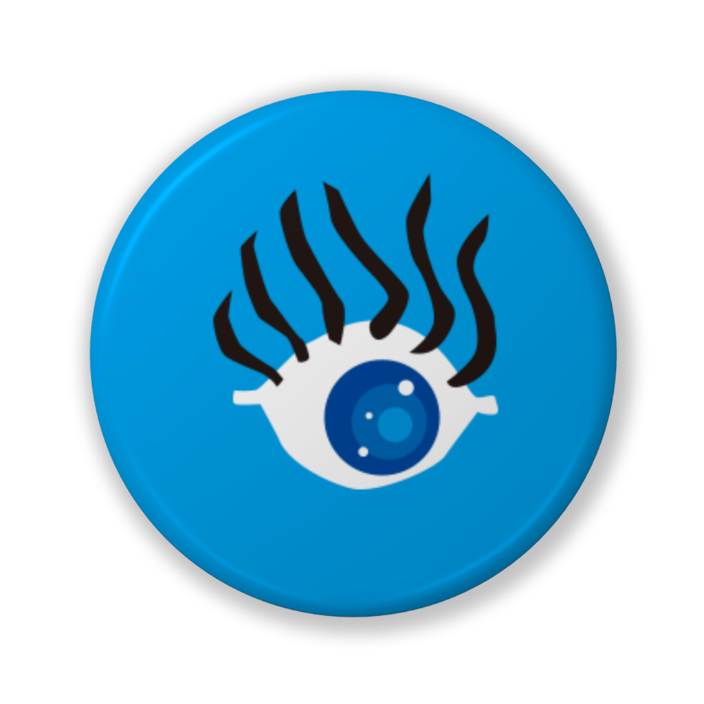 「MUDAI 変容 目玉 イラスト」缶バッジ