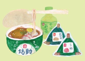 カップ麵とおにぎり　イラスト