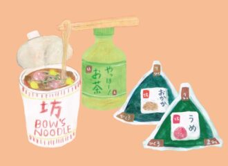カップラーメンとおにぎり　イラスト