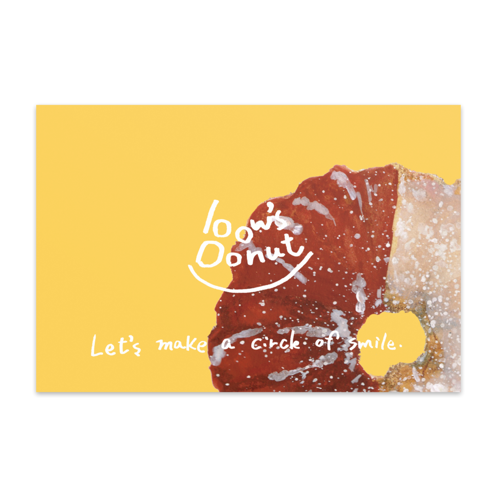 「bow's Donuts チョコレートクルーラー イラスト」ポストカード