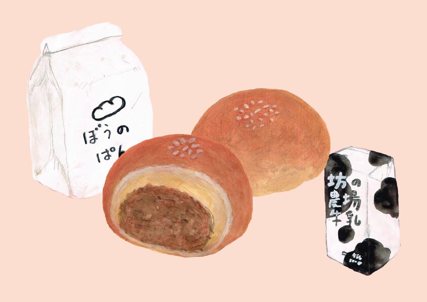 牛乳とあんぱん　イラスト