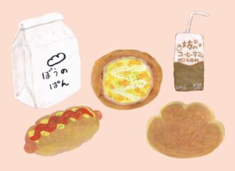 パンとコーヒー牛乳　イラスト