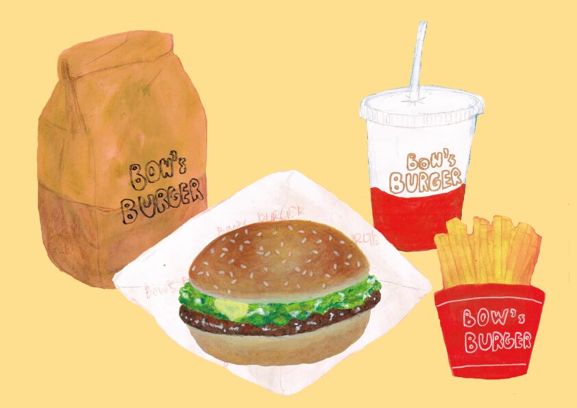 照り焼きバーガー　イラスト