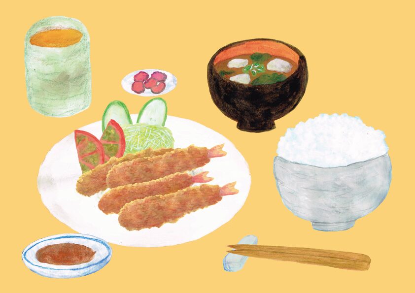 エビフライ定食　イラスト