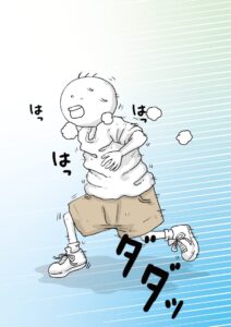 走る坊太　イラスト