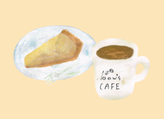 チーズタルトとコーヒー　イラスト