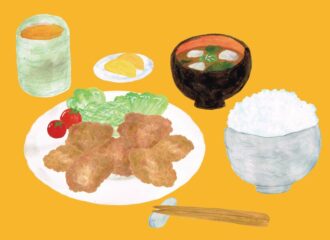 唐揚げ定食　イラスト