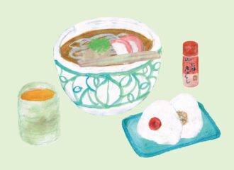 そば　おにぎり　イラスト