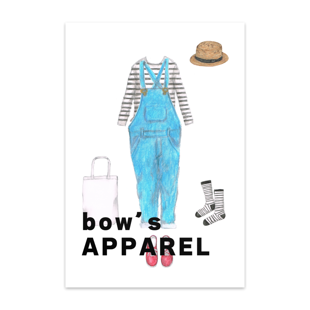 bow's apparelコーディネートイラスト ポストカード