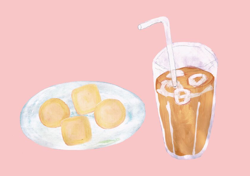カフェオレとクッキー　イラスト