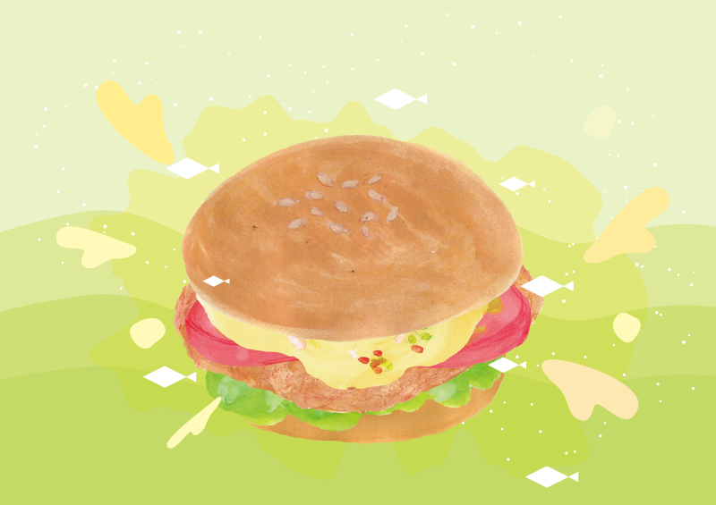 フィッシュバーガー　イラスト