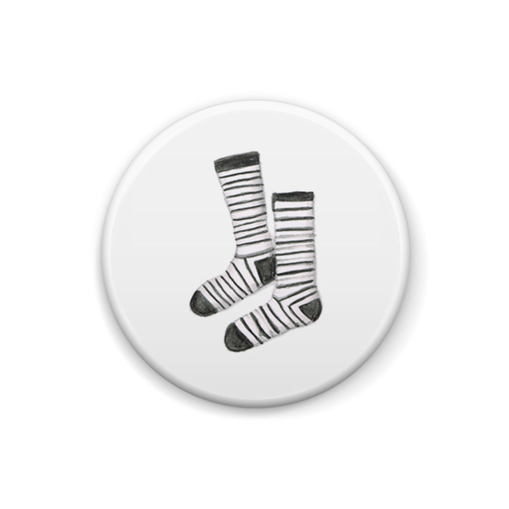 ボーダー靴下イラスト缶バッジ