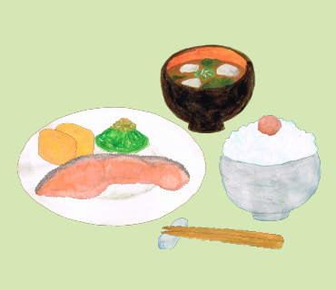 LINEスタンプ　鮭とご飯
