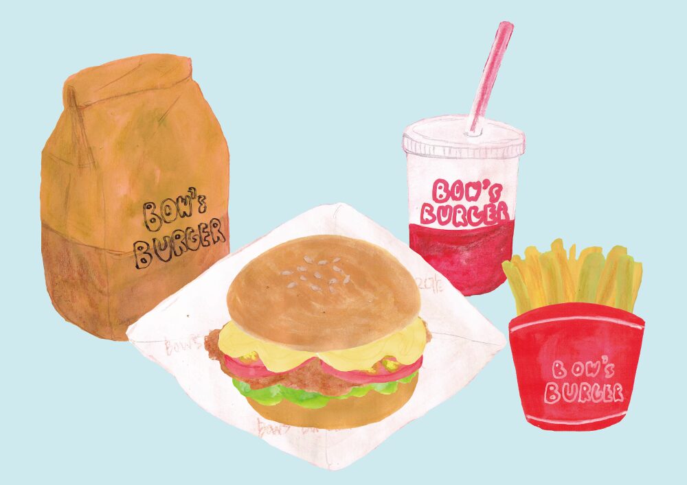 チキンフィレバーガー　イラスト