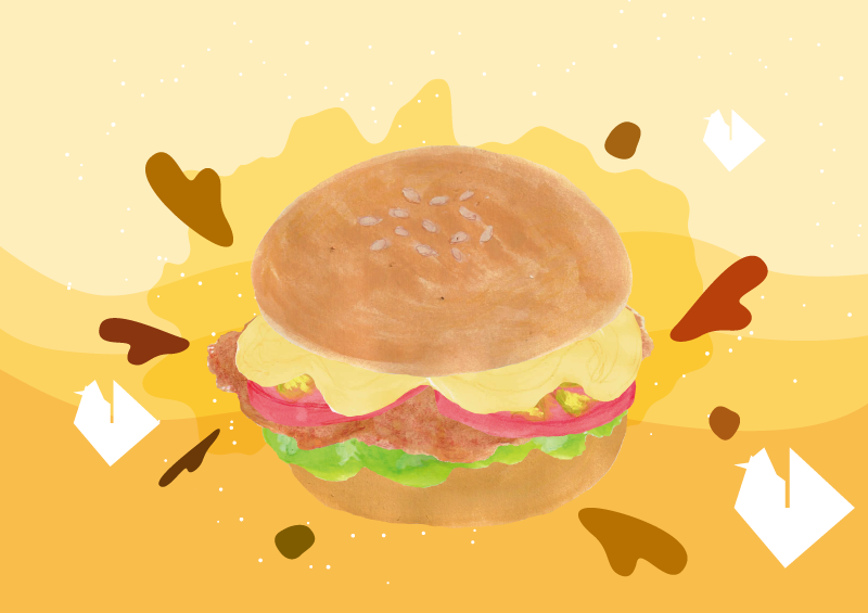 チキンフィレバーガー　イラスト