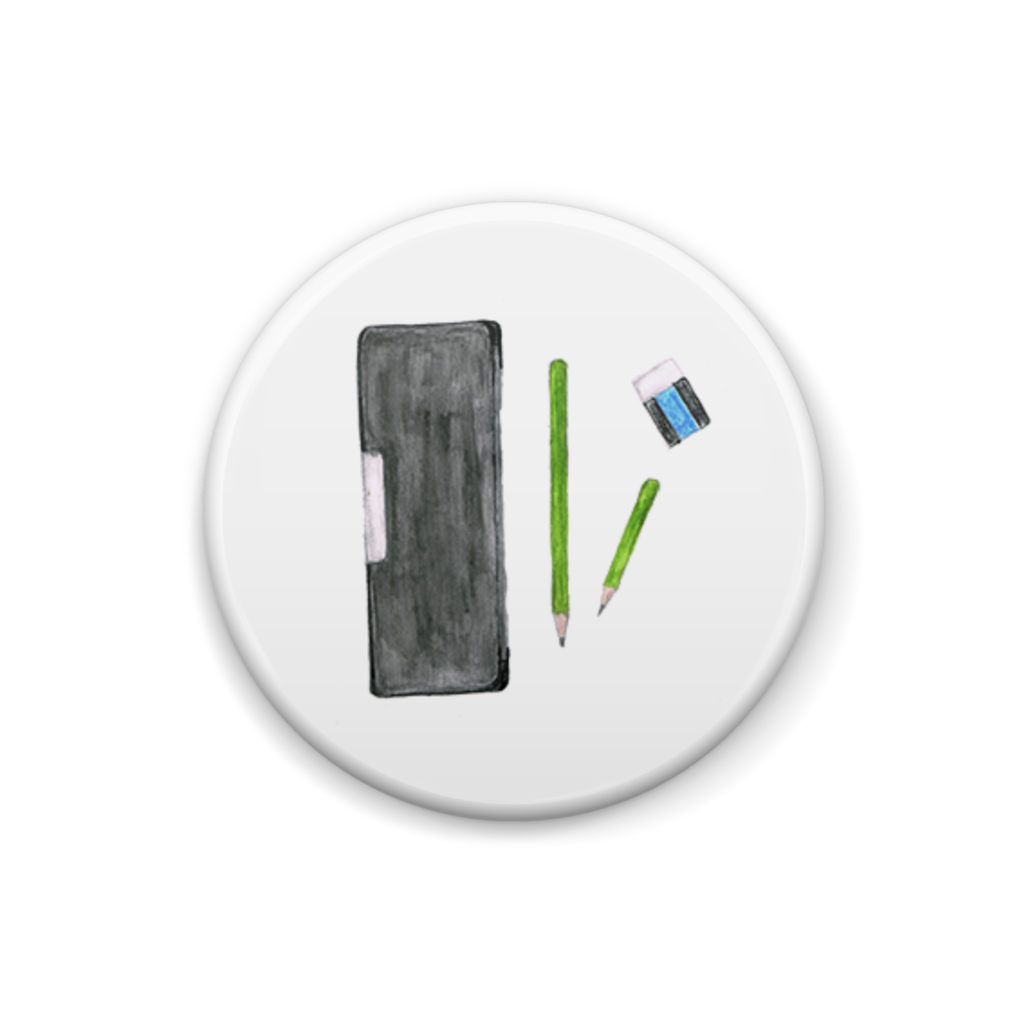 「筆記用具」イラスト缶バッジ