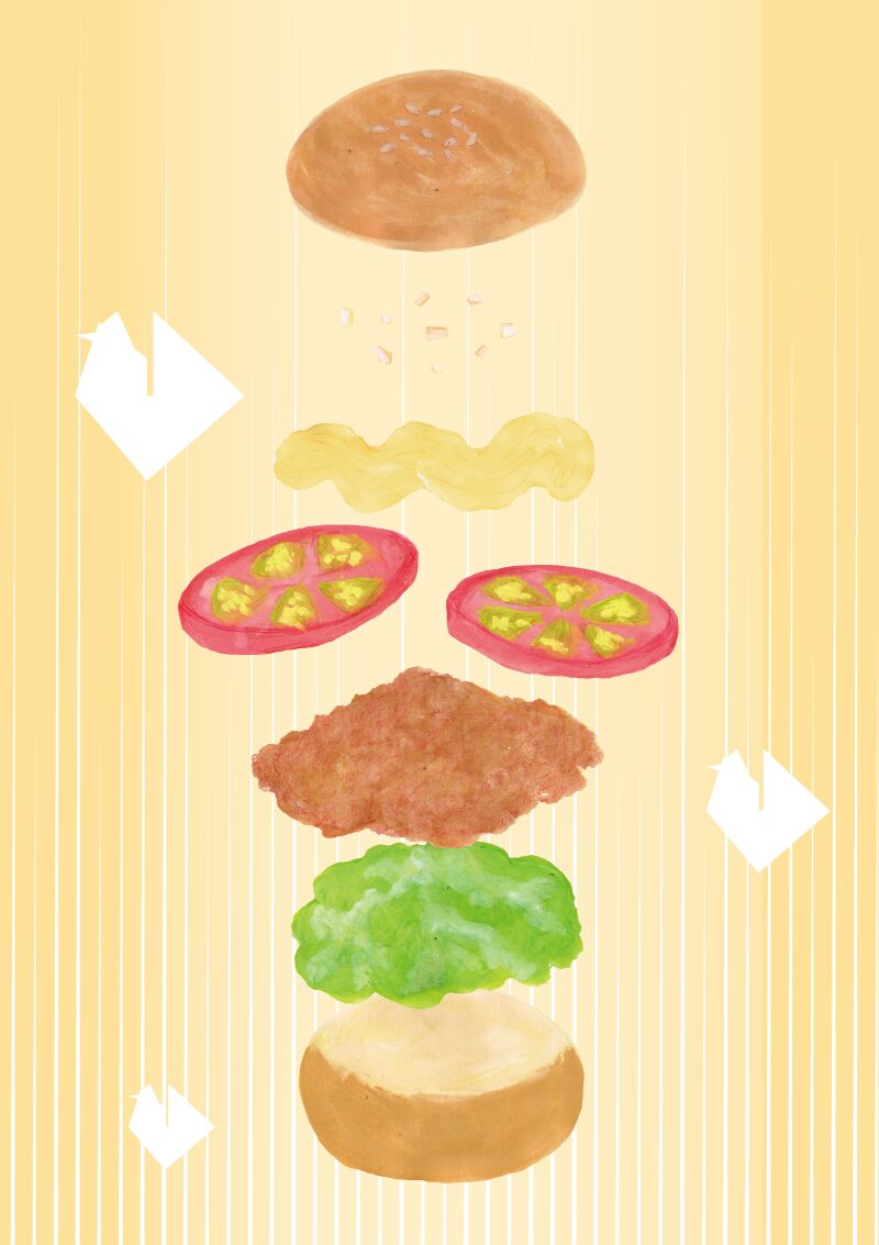 チキンフィレバーガー　イラスト