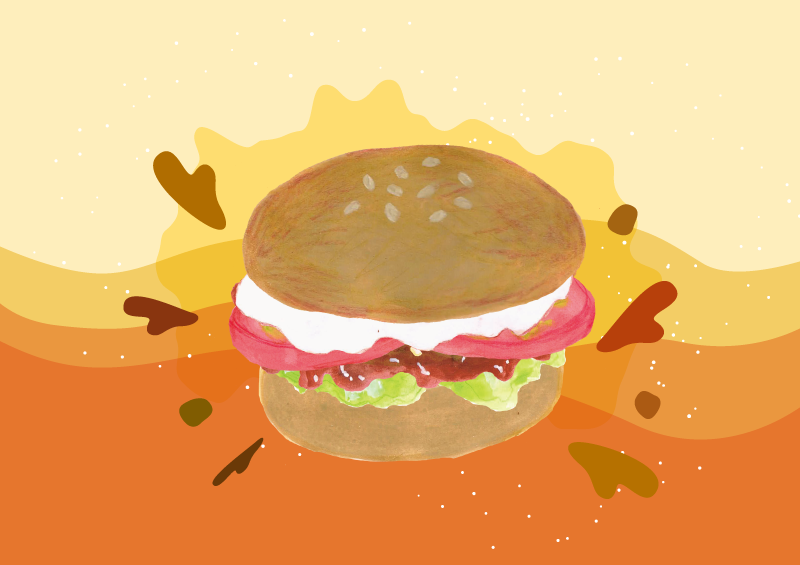 テリヤキたまごバーガー　イラスト