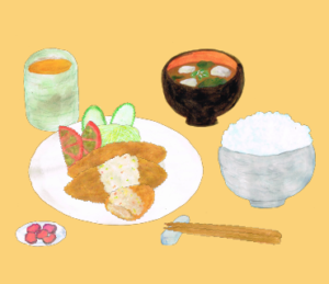 LINEスタンプ　魚フライ定食
