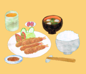 LINEスタンプ　エビフライ定食