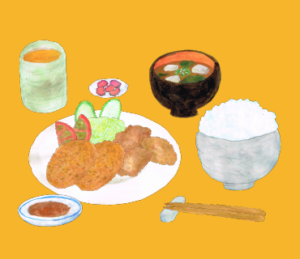 LINEスタンプ　ミックスフライ定食