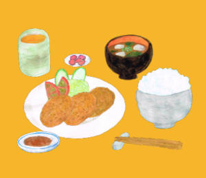 LINEスタンプ　コロッケ定食